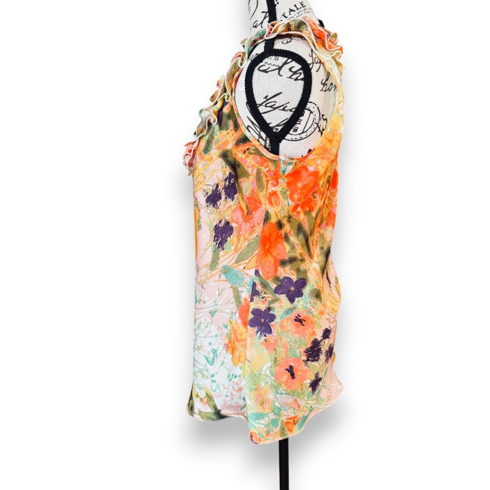 Spense Floral Ruffle Neck Sleeveless Blouse Size M - Picture 7 of 7